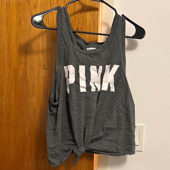PINK Victoria's Secret Tops - PINK Victoria's Secret Gray Muscle Tee